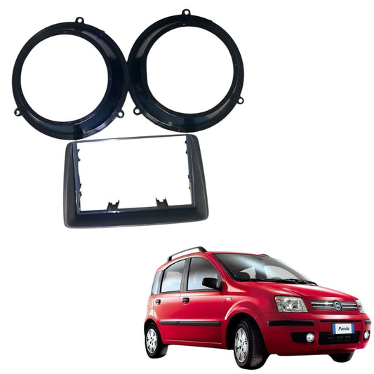Kit adattatori mascherina autoradio 2 DIN +anelli 165mm fiat panda dal2003