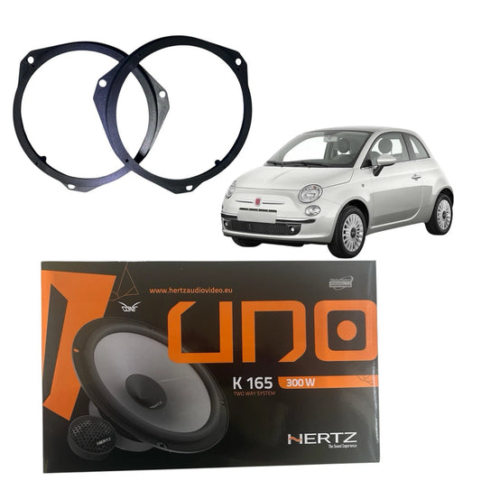 KIT ALTOPARLANTI CASSE FIAT 500 Dal 2005 ANTERIOR  SUPPORTI E KIT HERTZ K165