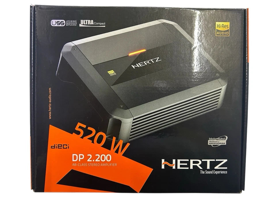 AMPLIFICATORE AUTO 2canali Hertz DP 2.200 520W in Classe AB Serie DIECI POWER