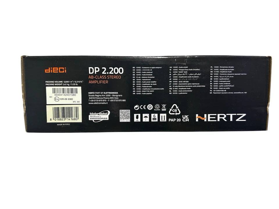 AMPLIFICATORE AUTO 2canali Hertz DP 2.200 520W in Classe AB Serie DIECI POWER
